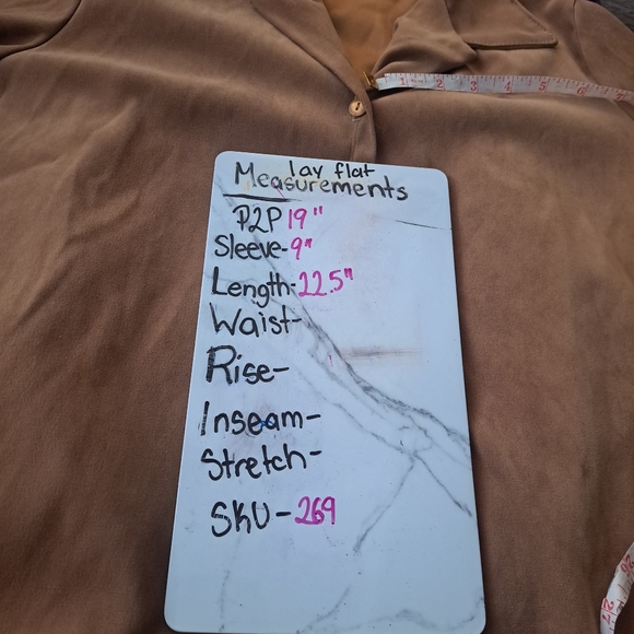 Accomplice Faux Sude Button up Tan Shirt - Picture 6 of 6